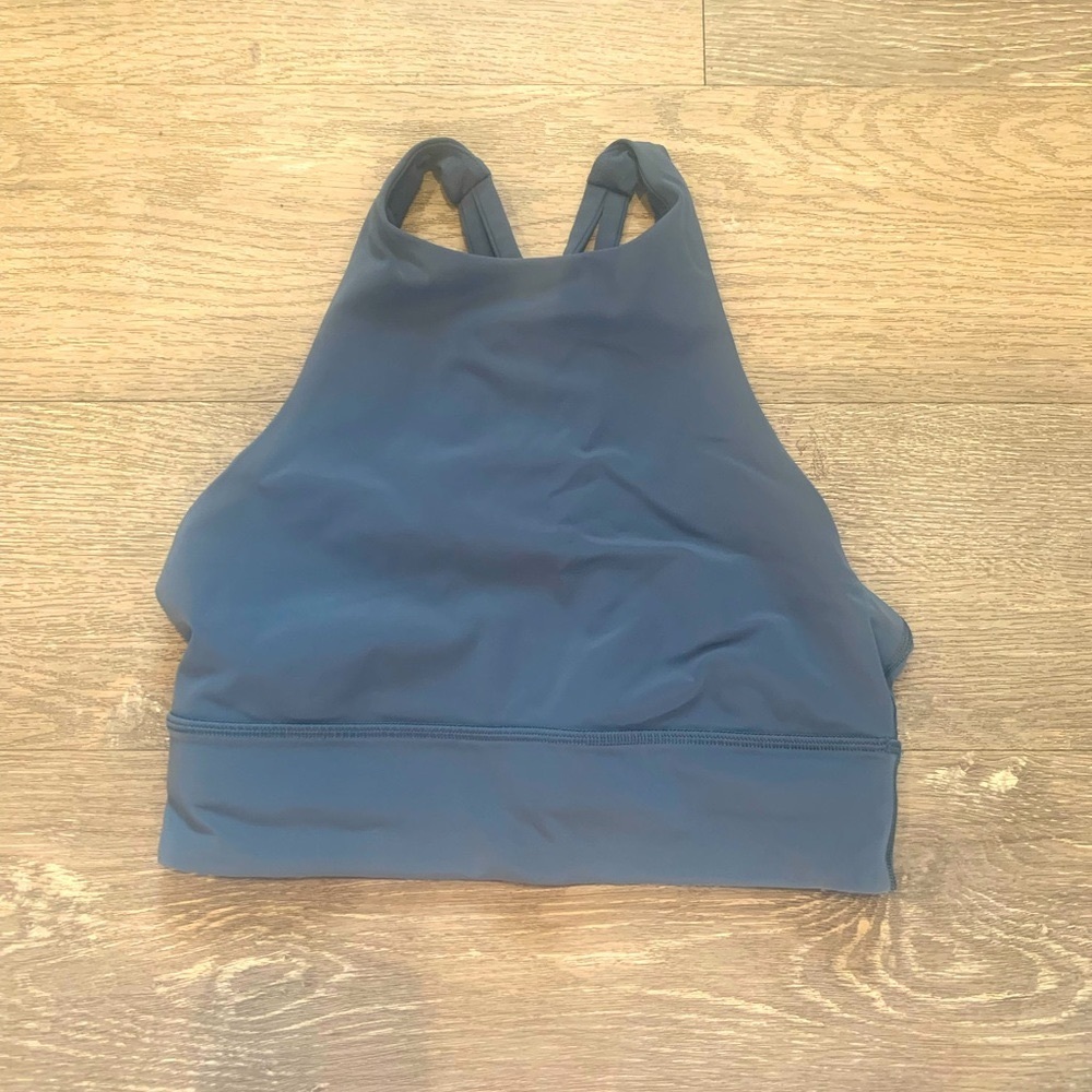 Lululemon Blue Energy Bra High-neck Longline